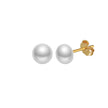 Boucles d'oreilles puces argent massif doré & perle naturelle solitaire 5.5 mm