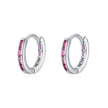 Boucles d'oreilles mini créoles argent massif rhodié & zirconium rose