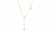 Collier goutte moon and star argent massif doré à l'or fin et zirconium