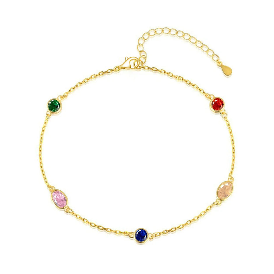 Bracelet argent massif doré & zirconiums géométriques multicolores