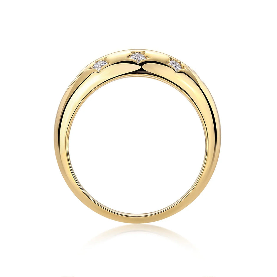Bague Stars argent massif doré à l'or fin et moissanites