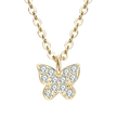 Collier Papillon argent massif doré à l'or fin et moissanites