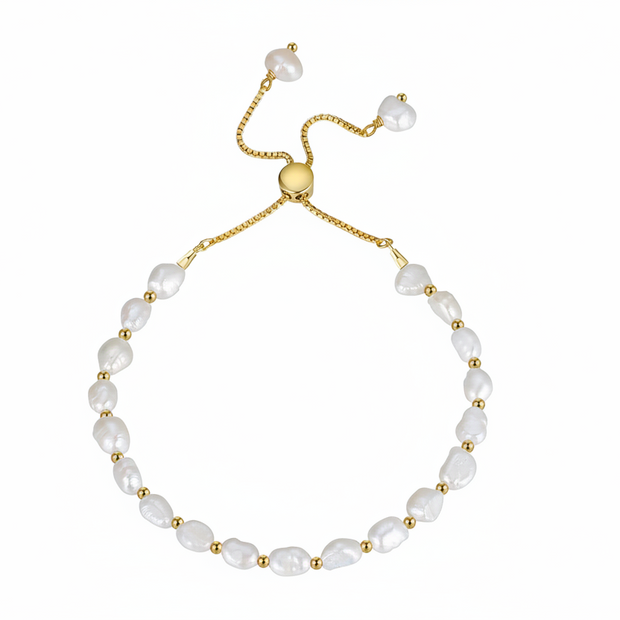 Bracelet perles naturelles et billes argent massif doré à l'or fin