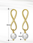 Boucles puces Infini perles naturelles en argent massif doré à l'or fin