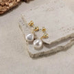 Boucles puces perles naturelles baroques pendantes argent massif doré à l'or fin