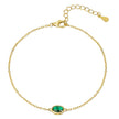 Bracelet argent massif doré zirconium vert oval