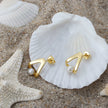 Boucles d'oreilles géométrique argent massif doré & perle naturelle