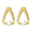 Boucles d'oreilles géométrique argent massif doré & perle naturelle
