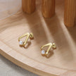 Boucles d'oreilles géométrique argent massif doré & perle naturelle