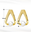 Boucles d'oreilles géométrique argent massif doré & perle naturelle