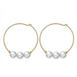 Boucles d'oreilles créoles perles naturelles en argent massif doré à l'or fin