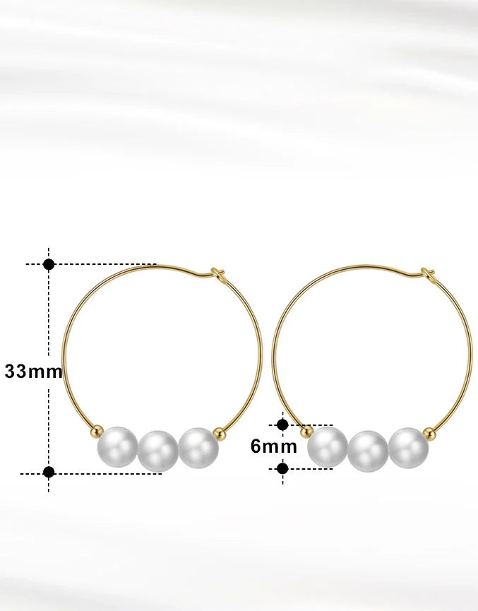 Boucles d'oreilles créoles perles naturelles en argent massif doré à l'or fin
