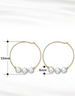 Boucles d'oreilles créoles perles naturelles en argent massif doré à l'or fin