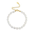 Bracelet perles naturelles grain de riz en argent massif doré à l'or fin