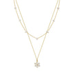 Collier minimaliste géométrique Flora double rang argent massif doré & perles naturelles