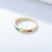 Bague anneau argent massif doré à l'or fin zirconium de couleur