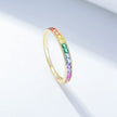 Bague anneau argent massif doré à l'or fin zirconium de couleur