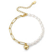 Bracelet perles naturelles Cœur argent massif doré à l'or fin