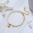 Bracelet perles naturelles Cœur argent massif doré à l'or fin