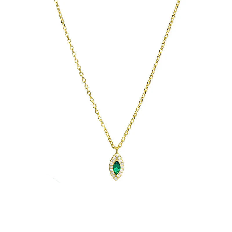 Collier losange argent massif doré & zirconiums