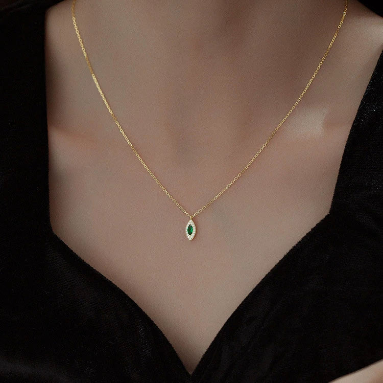 Collier losange argent massif doré & zirconiums