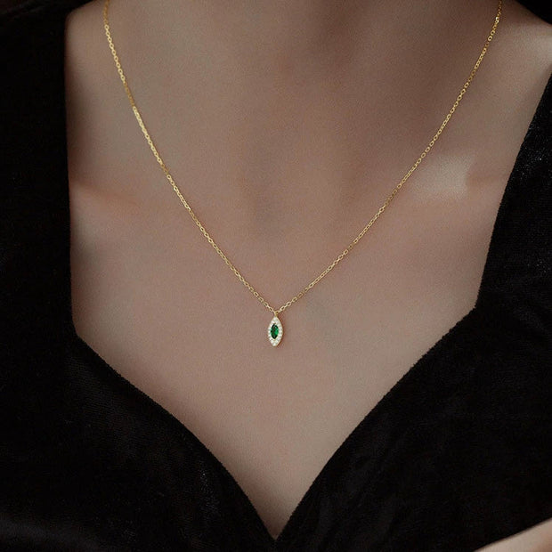Collier losange argent massif doré & zirconiums