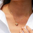 Collier pendentif trèfle 4 feuilles en argent massif doré à l'or fin et moissanites