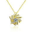 Collier pendentif moulin à vent en argent massif doré à l'or fin et moissanites