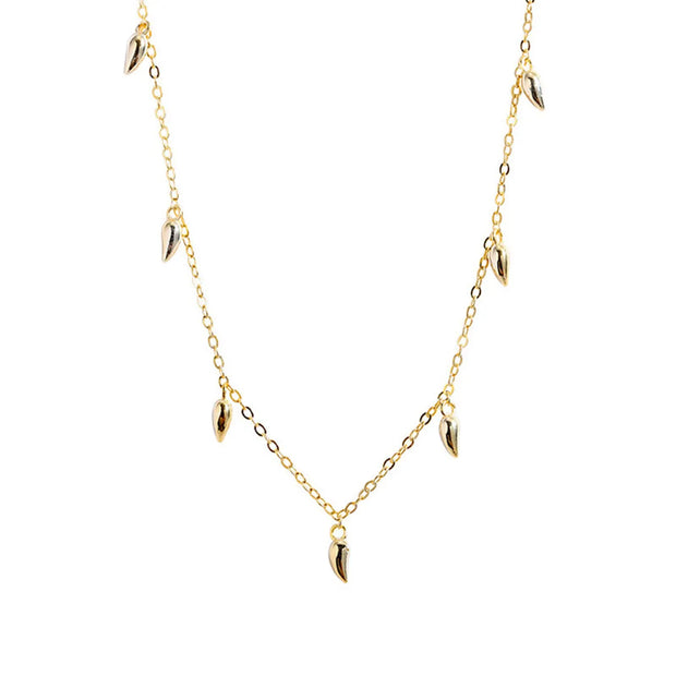 Collier minimaliste ras le cou piment argent massif doré